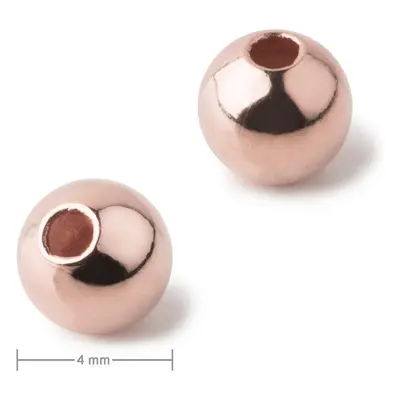 Kovový korálek dutý 4mm v barvě rose gold - 80 ks