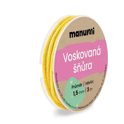 Manumi Voskovaná šňůra 1,5mm/3m žlutá - 1 ks