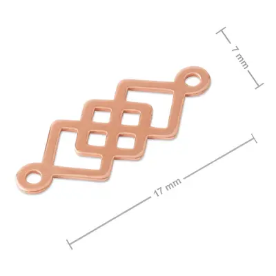 Stříbrný spojovací díl čtverce 17 x 7 mm pozlacený 18K růžovým zlatem - 1 ks