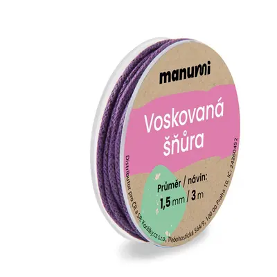 Manumi Voskovaná šňůra 1,5mm/3m fialová - 5 ks