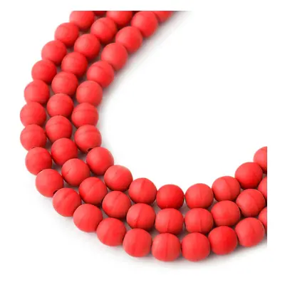 Manumi české skleněné mačkané kuličky 6 mm Coral Red Opaque Matt - 30 ks