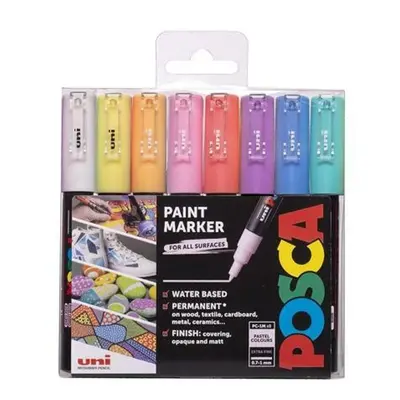 POSCA fixy sada 1M akrylové pastelové barvy mix 8ks - 1 ks