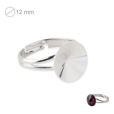 Rivoli prsten jednoduchý 12mm rhodium - 1 ks