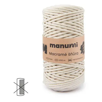 Manumi Macramé šňůra 3mm natural - 1 ks