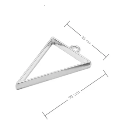 Rámeček na odlévání křišťálové pryskyřice trojúhelník 39x25mm v barvě stříbra - 10 ks