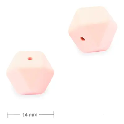 Silikonové korálky hexagon 14mm Petal Pink - 3 ks