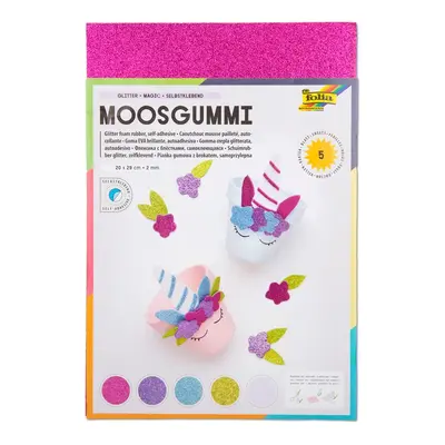 Moosgummi pěnová guma samolepící 5 listů gliter MAGIC - 3 balení