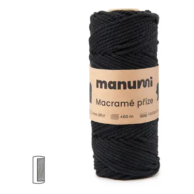 Manumi Macramé příze stáčená 3PLY 3mm černá - 1 ks