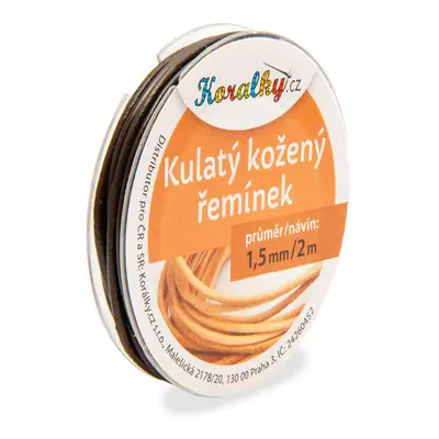 Manumi Kulatý kožený řemínek 1,5mm/2m hnědý č.28 - 1 ks