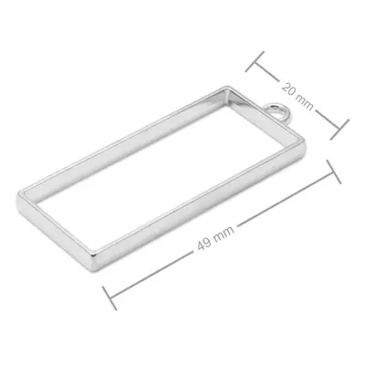 Rámeček na odlévání křišťálové pryskyřice obdélník 49x20mm v barvě stříbra - 1 ks