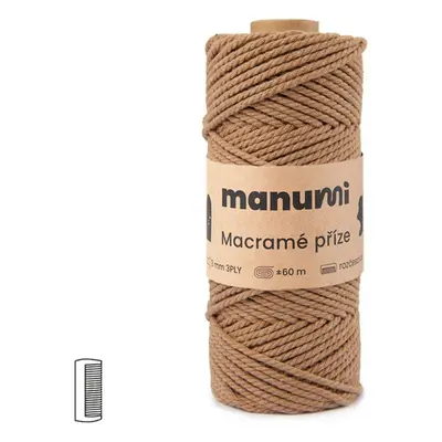 Manumi Macramé příze stáčená 3PLY 3mm světle hnědá - 1 ks