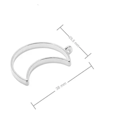 Rámeček na odlévání křišťálové pryskyřice půlměsíc 38x26mm v barvě stříbra - 10 ks