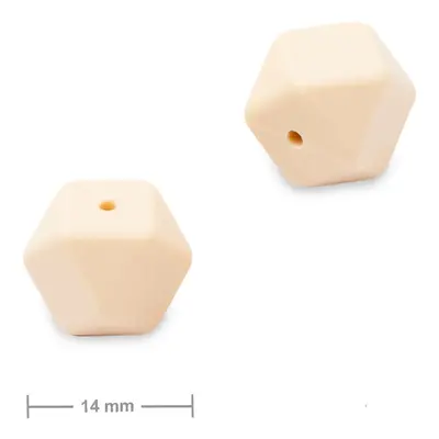 Silikonové korálky hexagon 14mm Cream - 3 ks