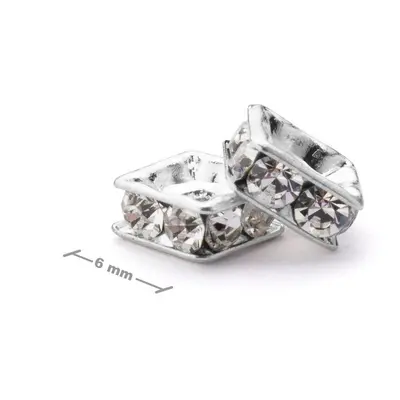 Manumi štrasový čtverec 6x6 mm Crystal - 4 ks