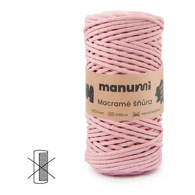 Manumi Macramé šňůra 3mm světle růžová - 1 ks