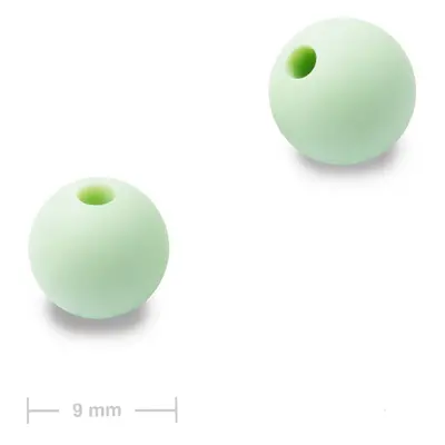 Silikonové kulaté korálky 9mm Light Sea Green - 6 ks