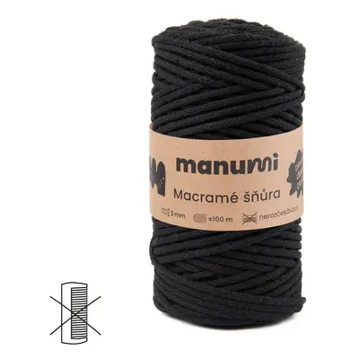 Manumi Macramé šňůra 3mm černá - 1 ks