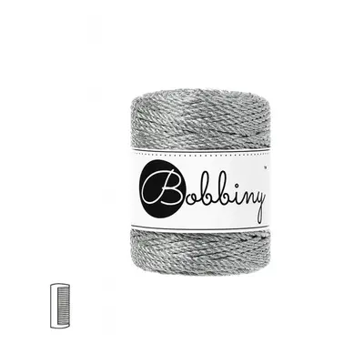 Bobbiny metallic Macramé příze stáčená 3PLY 3mm Silver - 1 ks