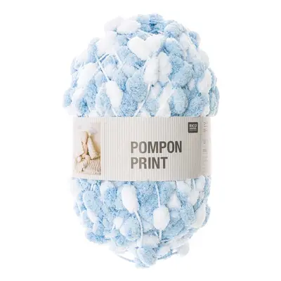 Rico Design Háčkovací bambulková příze Rico POMPON Print světle modro-bílá - 1 ks