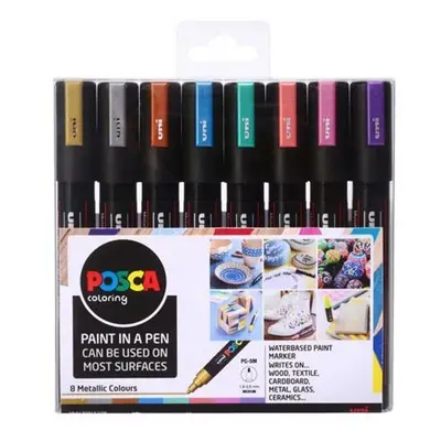 POSCA fixy sada 5M akrylové metalické barvy mix 8ks - 1 ks