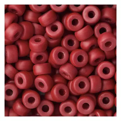 Skleněné korálky se širokým průtahem 6mm Dark Red Opaque Matt - 30 ks