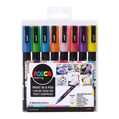 POSCA fixy sada 3M akrylové třpytivé barvy mix 8ks - 1 ks