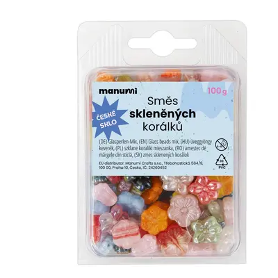 Manumi směs skleněných korálků květiny - 100 g