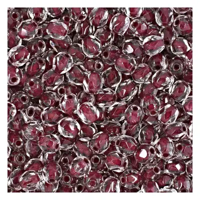 Manumi české broušené korálky 4mm Crystal Burgundy Lined - 45 ks