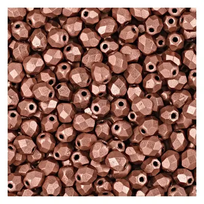 Manumi české broušené korálky 4mm Matte Metallic Copper - 45 ks