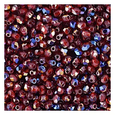 Manumi české broušené korálky 3mm Blue Iris Siam Ruby - 60 ks