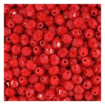 Manumi české broušené korálky 4mm Opaque Red - 45 ks