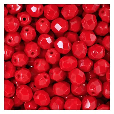 Manumi české broušené korálky 6mm Opaque Red - 30 ks