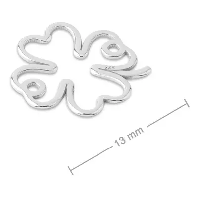 Stříbrný spojovací díl čtyřlístek 13 mm - 1 ks