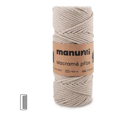 Manumi Macramé příze stáčená 3PLY 3mm písková - 1 ks