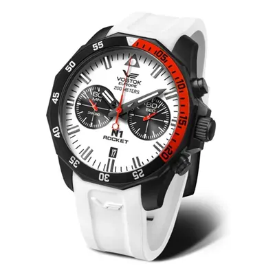 Hodinky Vostok Rocket N-1 Chrono line 6S21/225C620S bílé + Dárek zdarma