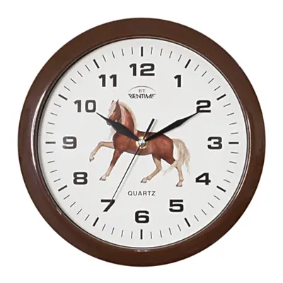 Nástěnné hodiny s koněm Bentime H06-SW8047BR