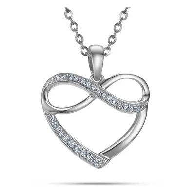 Přívěšek z bílého zlata srdíčko s nekonečnem s diamanty L'Amour Diamonds JP7013W + dárek zdarma