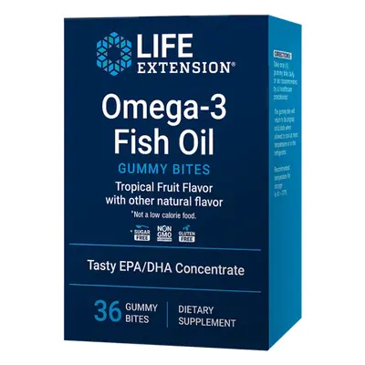 Life Extension Omega 3 Fish Oil Gummy Bites, Mozek a srdce, 36 gumových bonbonů