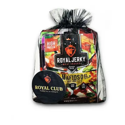 Sušené maso – Royal Jerky | Dárek pro muže (4x jerky + popcorn + podtácek) | 123 g Barva: Černá