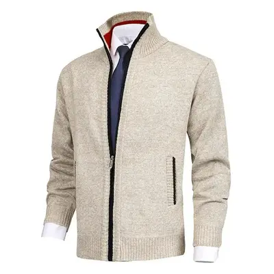 Pánský pletený cardigan na zip Barva: Khaki