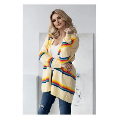 BAREVNÝ PRUHOVANÝ CARDIGAN 30090 Barva: Žlutá