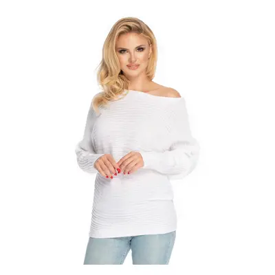 Svetr OVERSIZE BATWING odhalující rameno 70036 Barva: Bílá