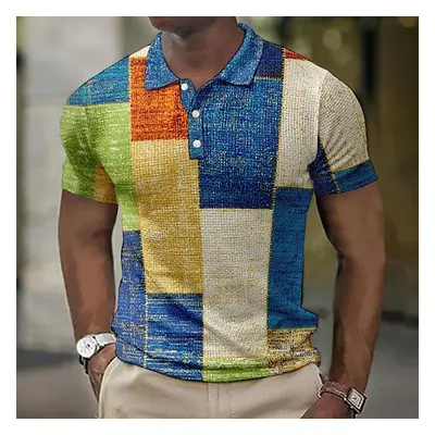 Barevné pánské tričko polo košile patchwork