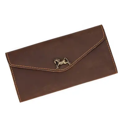 Luxusní unisex clutch kožené pouzdro s kovovým logem Barva (Varianta): 02 hnědá