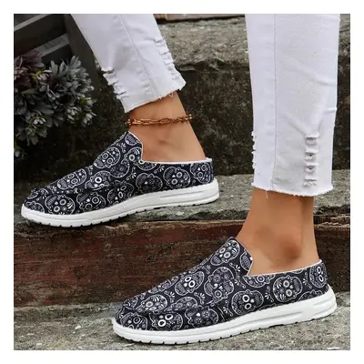 Plátěném dámské boty slip-on s potiskem