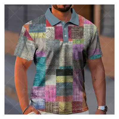 Barevné pánské tričko polo košile patchwork