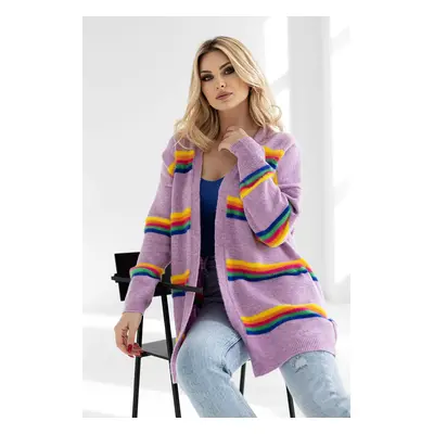 BAREVNÝ PRUHOVANÝ CARDIGAN 30090 Barva: Lilová