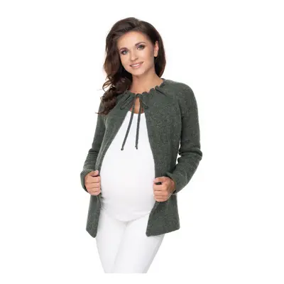 CARDIGAN Z BAVLNY TĚHOTENÝ S VÁZÁNÍM 30074 Barva: Khaki