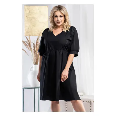 Řasené bavlněné šaty ZENOBIA PLUS SIZE Barva: Černá