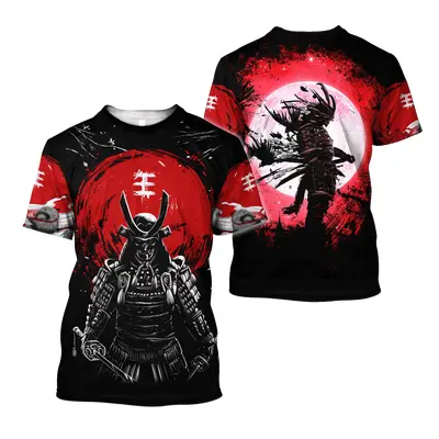 Unisex tričko s potiskem 3D samurai, satanic styl